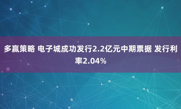 多赢策略 电子城成功发行2.2亿元中期票据 发行利率2.04%